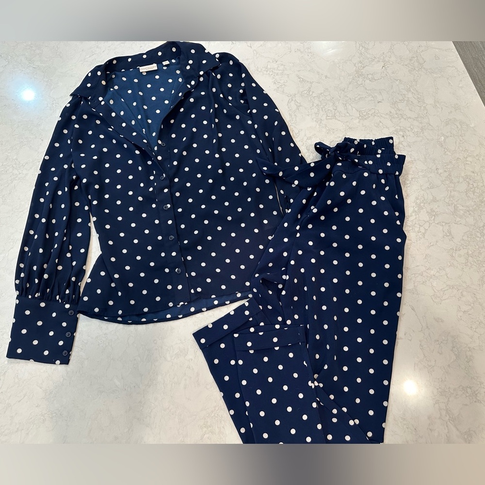 Eva Mendes polka dot pants set size small